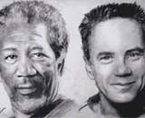Hands painting Shawshank Redemption, left and right brain is too strong.,双手绘画肖申克的救赎，左右脑太强大了