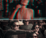 Uncle wearing 3D glasses to see the movie is too lifelike. I want to touch it.,大叔戴3D眼镜看电影 画面太逼真了好想摸一下