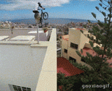 国外牛人屋顶骑自行车跑酷，装逼提升到了新高度！ - Overseas cattle riding on the roof bike cool, loaded up to a new height.