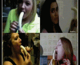 What a strange thing they are doing with a banana,她们拿个香蕉是在干嘛啊好奇怪
