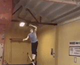 A bull flock after playing on a rope,牛人在绳子上玩后空翻