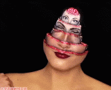 The novelty make-up requires only a black background and no face.,猎奇化妆术，只需要一个黑色背景，脸都没了~~