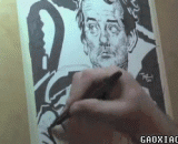Portraits of cattle hand painted Bill Murray [3P],牛人手绘比尔·默里肖像画[3P]