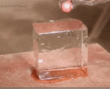 1600度的小钢珠放进冰块里，看着好爽 - 1600 degrees of small steel ball into the ice, look good