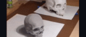 手绘逼真的骷髅3D画，真假难辨 - Hand-painted skeleton 3D painting, true and false is difficult to distinguish
